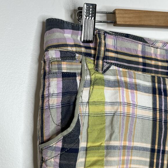 Womens Y2K Mossimo Madras Plaid Bermuda Shorts Size 9 Preppy Low Rise Multicolor - Picture 2 of 8